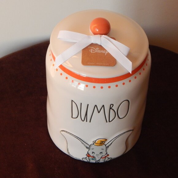 Ray Dunn Disney DUMBO White & Orange Hand Crafted Cookie Jar Canister w/ Lid NWT - Picture 7 of 9